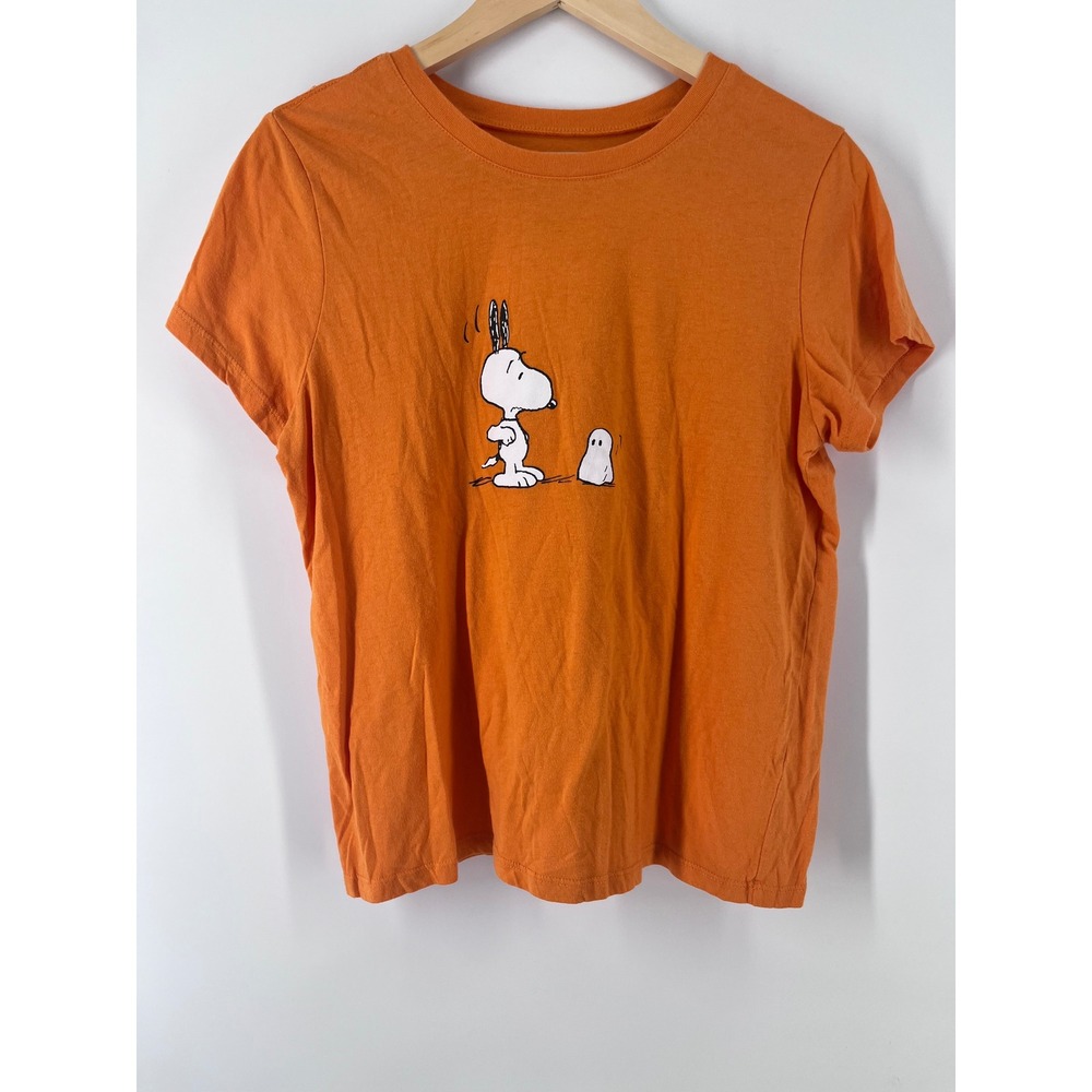 Peanuts Snoopy Ghost Halloween Graphic Tee Orange XL Short Sleeve T-Shirt Fall